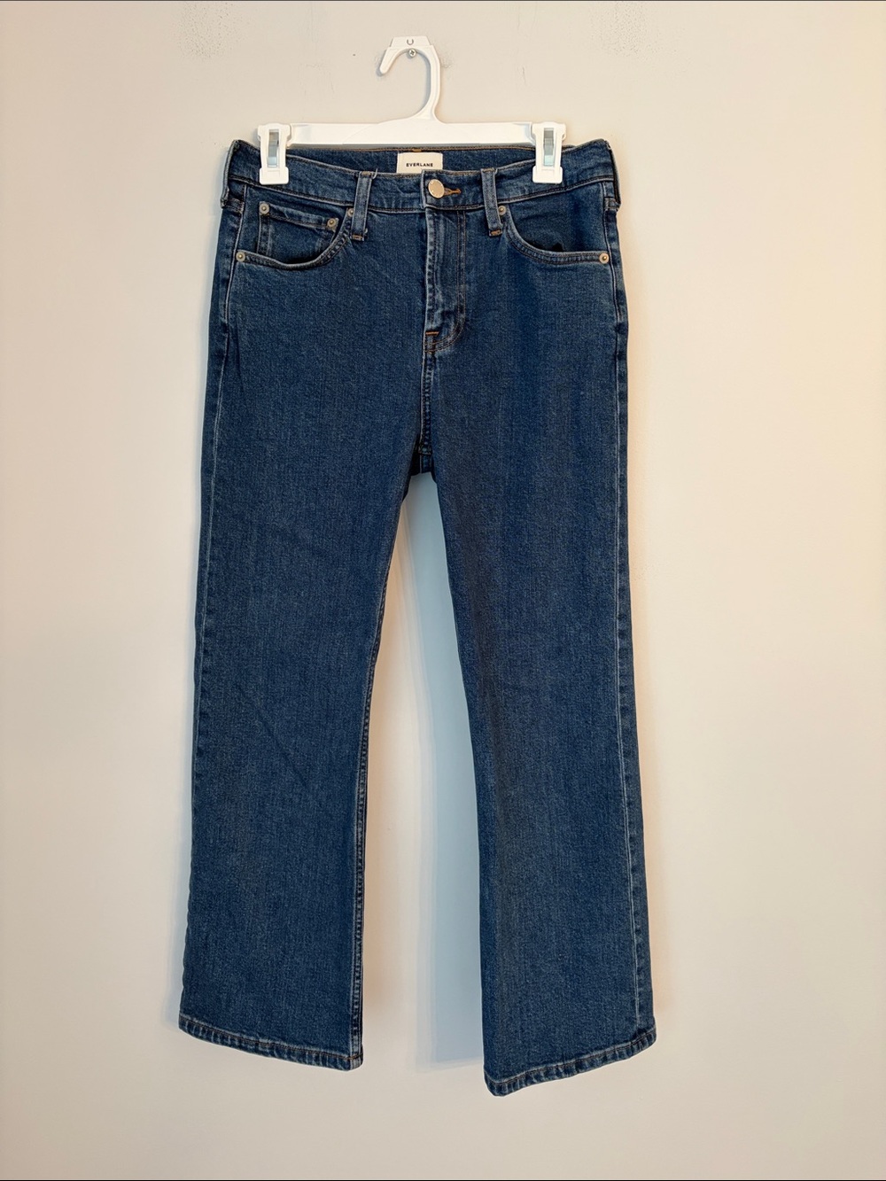 Everlane Cropped Kick Flare Organic Cotton Jeans in Dark Blue Denim Size 26 NWOT